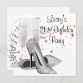Champagner High Heels 21. Geburtstag Party Einladung (Vorne/Hinten)