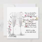 Champagner High Heels 21. Geburtstag Party Einladung (Rückseite)