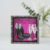 Champagner High Heels Hot Pink Leopard Bachelorett Einladung (Stehend Vorderseite)