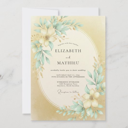 Champagner Hochzeit im Frühling Einladung (Vorderseite)