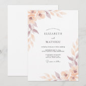 Champagner Hochzeit mit ätherischen Blumen Einladung (Vorne/Hinten)