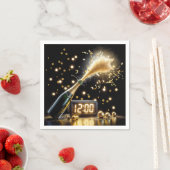 Champagner im neuen Jahr mit Mitternachtsuhr Serviette (Beispiel)