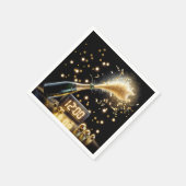 Champagner im neuen Jahr mit Mitternachtsuhr Serviette (Ecke)