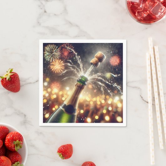 Champagner im neuen Jahr mit Poppingkorb Serviette (Beispiel)