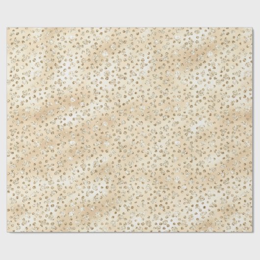 Champagner Imitate Glitzer Cheetah Spots Geschenkpapier (Flach)