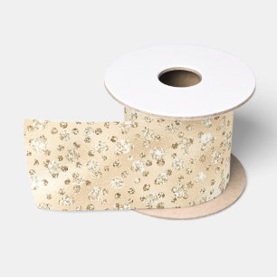 Champagner Imitate Glitzer Cheetah Spots Satinband