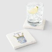 Champagner in Chinoierie-Eiswürfel Steinuntersetzer (Seitenansicht)