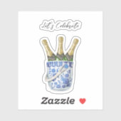 Champagner in Chinoiserie Ice Ecket Vinyl Sticker (Blatt)