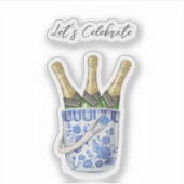 Champagner in Chinoiserie Ice Ecket Vinyl Sticker (Vorderseite)