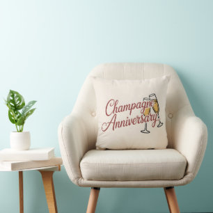 Champagner-Jubiläumsfeier-Schriftgrafik Kissen