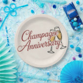 Champagner-Jubiläumsfeier-Schriftgrafik Pappteller (Party)