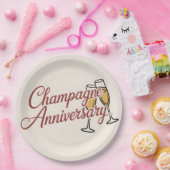Champagner-Jubiläumsfeier-Schriftgrafik Pappteller (Party)