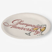 Champagner-Jubiläumsfeier-Schriftgrafik Pappteller (Schrägansicht)