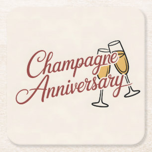 Champagner-Jubiläumsfeier-Schriftgrafik Rechteckiger Pappuntersetzer