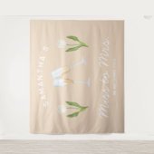 Champagner-Junggeselinnen-Abschied Frau Tulip Wandteppich (Vorderseite)