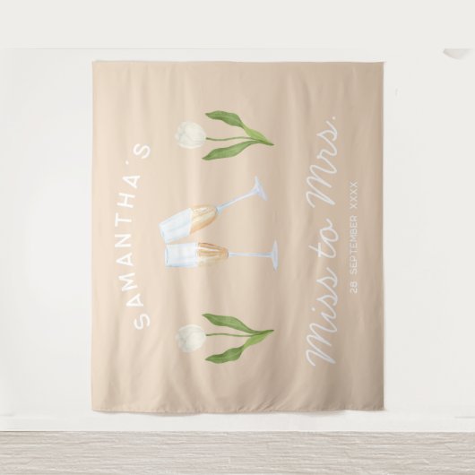 Champagner-Junggeselinnen-Abschied Frau Tulip Wandteppich (Vorderseite)