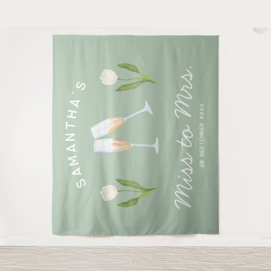 Champagner-Junggeselinnen-Abschied Frau Tulip Wandteppich (Vorderseite)