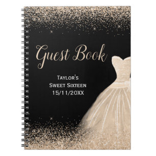 Champagner-Kleid Faux-Glitter Sweet 16 Geburtstag Notizblock