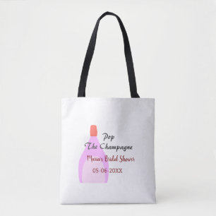 Champagner knallen rosa Brautparty Name Datum Tasche