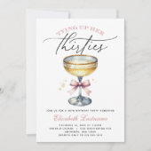 Champagner knüpfen ihre 30er Geburtstag Einladung (Vorderseite)