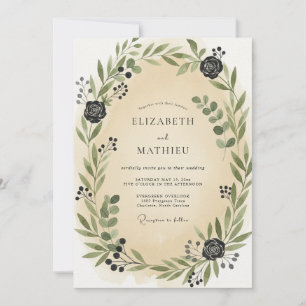 Champagner-Kohle-Blatt-Hochzeit Einladung
