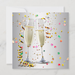 Champagner Konfetti Silvesterparty Einladungen
