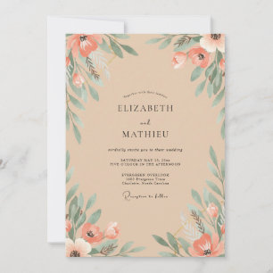 Champagner-Lachs-Blatt-Hochzeit Einladung