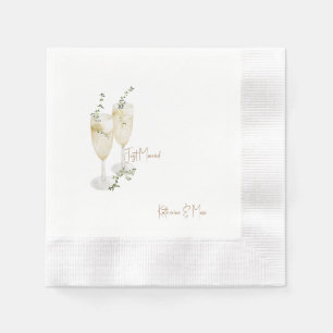 Champagner Laub Hochzeit Frisch verheiratet Gepräg Serviette