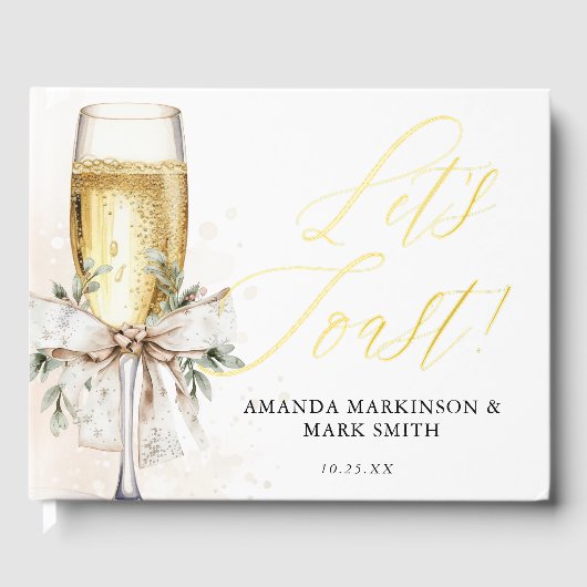 Champagner Let's Toast Winter Engagement Gästebuch (Vorderseite)