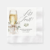 Champagner Let's Toast Winter Hochzeit Serviette (Vorderseite)