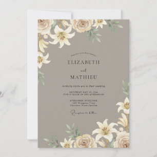Champagner-Lila-Taupe-Hochzeit Einladung