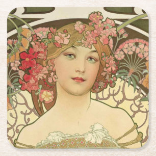 Champagner Mädchen Alphonse Mucha Untersetzer