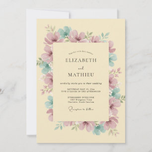 Champagner-Mauve-Blüten-Hochzeit Einladung