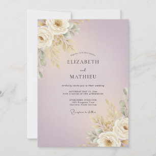 Champagner-Mauve-Pampas-Eukalyptus-Hochzeit Einladung