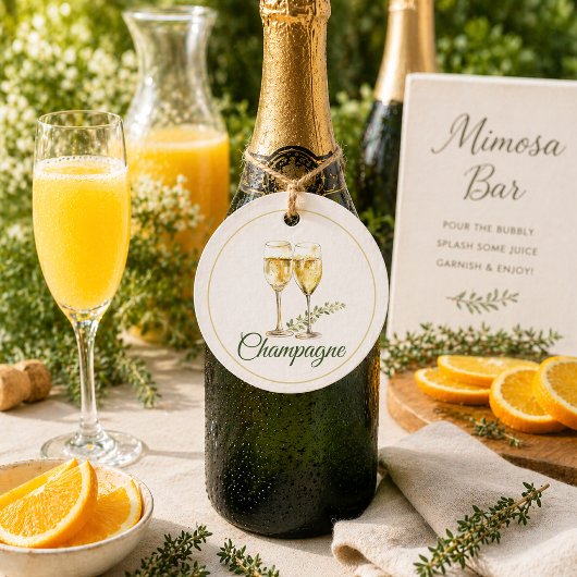 Champagner Mimosa Bar Flaschenanhänger Geschenkanhänger