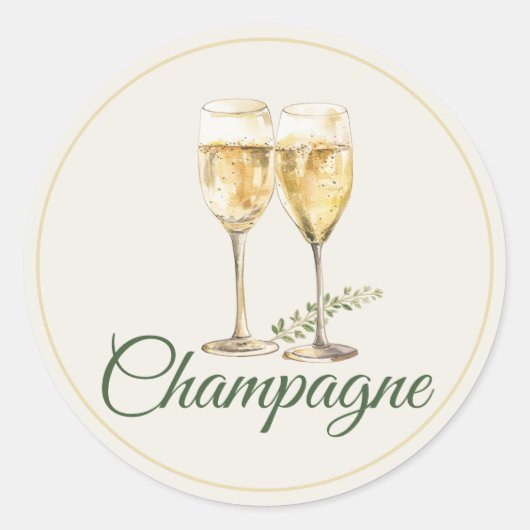 Champagner Mimosa Bar Flaschenaufkleber Runder Aufkleber (Vorderseite)