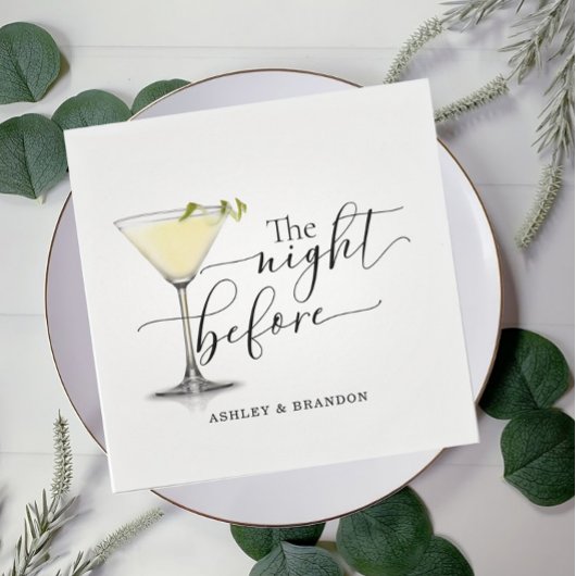 Champagner Minimalskript Die Nacht vor Napkins Serviette