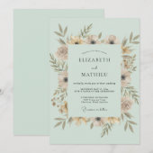 Champagner-Mint-Kranz-Hochzeit Einladung (Vorne/Hinten)