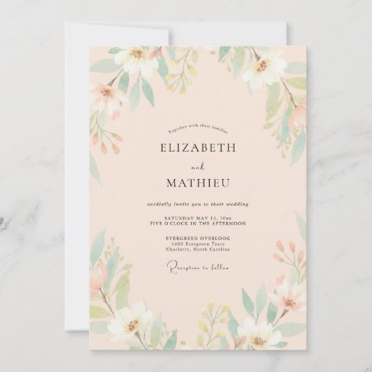 Champagner-Mintblatt-Hochzeit Einladung (Vorderseite)