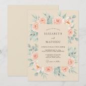 Champagner-Mintblatt-Hochzeit Einladung (Vorne/Hinten)