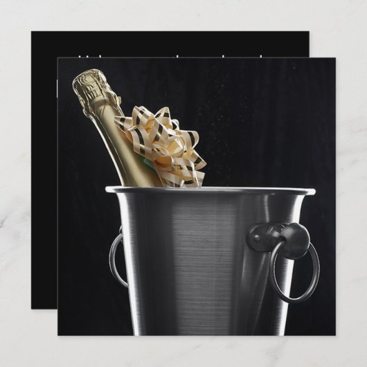 Champagner mit Bow-Einladung Einladung (Vorne/Hinten)