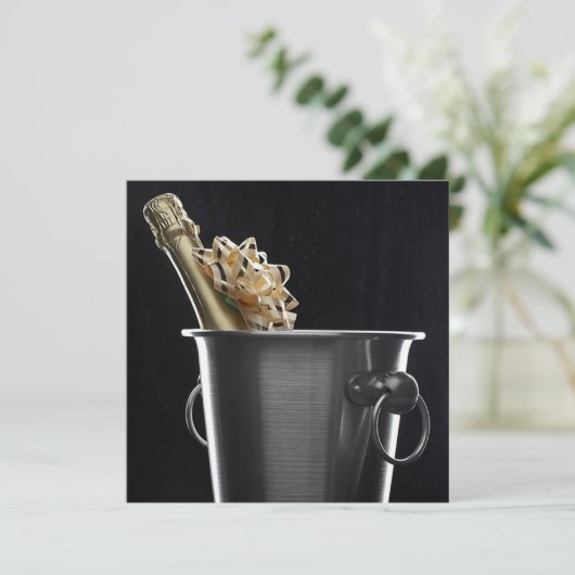 Champagner mit Bow-Einladung Einladung (Stehend Vorderseite)