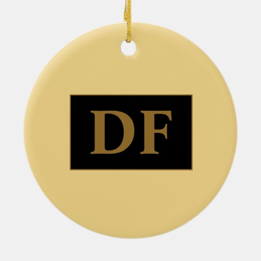 Champagner mit Golden Initials Keramik Ornament (Hinten)