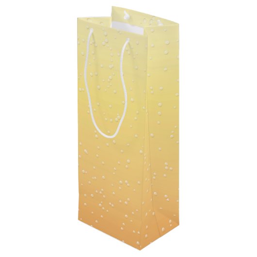 Champagner mit Tiny Bubbles Geschenktüte Für Weinflaschen (Rückseite Schrägansicht)