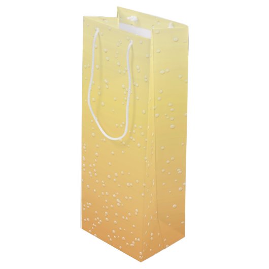 Champagner mit Tiny Bubbles Geschenktüte Für Weinflaschen (Vorderseite Schrägansicht)