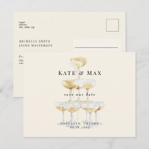 Champagner Moderne Cream Wedding Save the Date II Postkarte