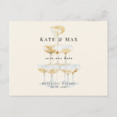 Champagner Moderne Cream Wedding Save the Date II Postkarte (Vorderseite)