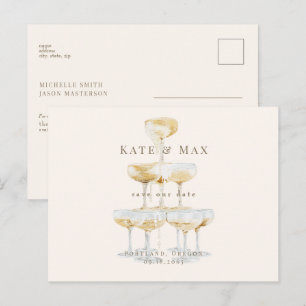 Champagner Moderne Cream Wedding Save the Date Postkarte