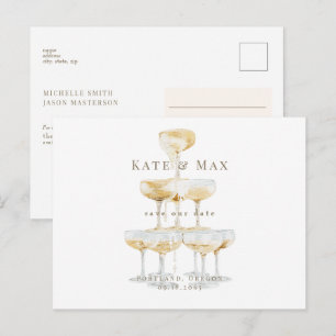 Champagner Moderne Hochzeit retten Datum Postkarte