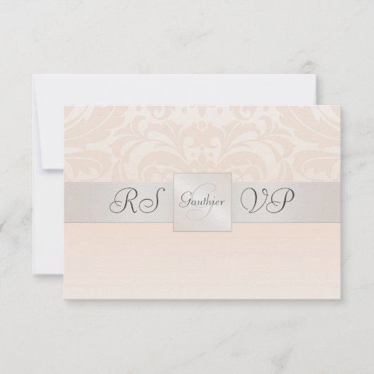 Champagner Monogram Damask UAWG Repitation RSVP Karte (Vorderseite)